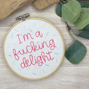 I’m a F#cking Delight Hand Embroidery Hoop Art