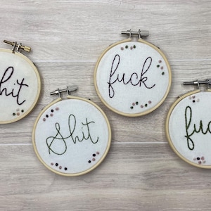 Pretty Naughty Cuss Words Hand Embroidery Hoop Art
