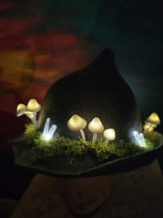 Whimsical Light Up Crystal And Mushroom Hat Hand Made Light up Crystal and Mushroom Munchkin Hat. - Etsy main image 4