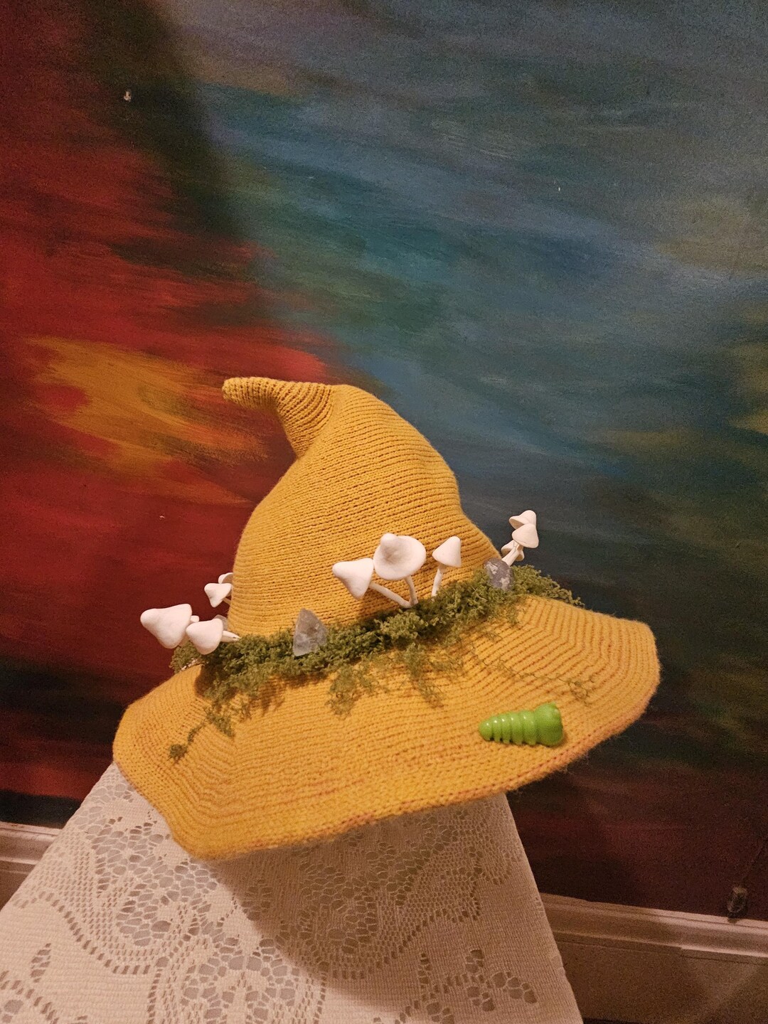 Light up Crystal and Mushroom Witch Hat - Etsy display picture 1