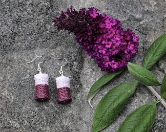 Purple Origami Earrings: Sterling Silver Hooks, Lightweight paper Jewelry