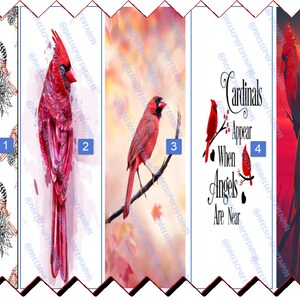 Cardinals Pack 01 Pen Wrap Waterslide Digital Download, Sublimation Template, 5 Pack Bundle File Set, Epoxy Pen Wrap