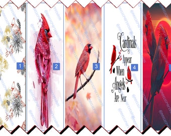 Cardinals Pack 01 Pen Wrap Waterslide Digital Download, Sublimation Template, 5 Pack Bundle File Set, Epoxy Pen Wrap