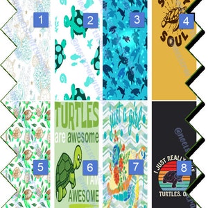 Turtles Pack 01 Pen Wrap Waterslide Digital Download, Sublimation Template, 8 Pack Bundle File Set, Epoxy Pen Wrap
