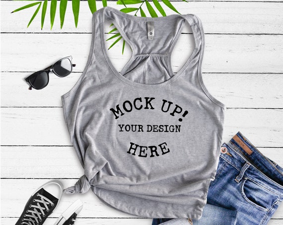 Next Level Gathered Back 6338 Tank Top Mockup Heather