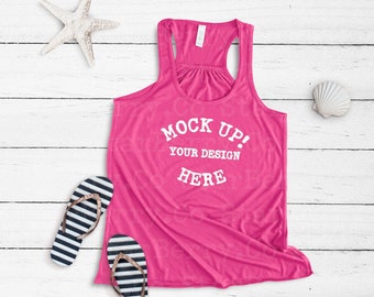 Download Free Bella Canvas 8800 Berry, Styled tank Mock-Up, racerback tank mock ups, women's flowy Tank top Flat Lay, Tank top mockup, styled tank top PSD Template