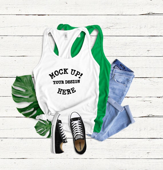 1533 Knotted Tank White And Kelly Next Level Flat