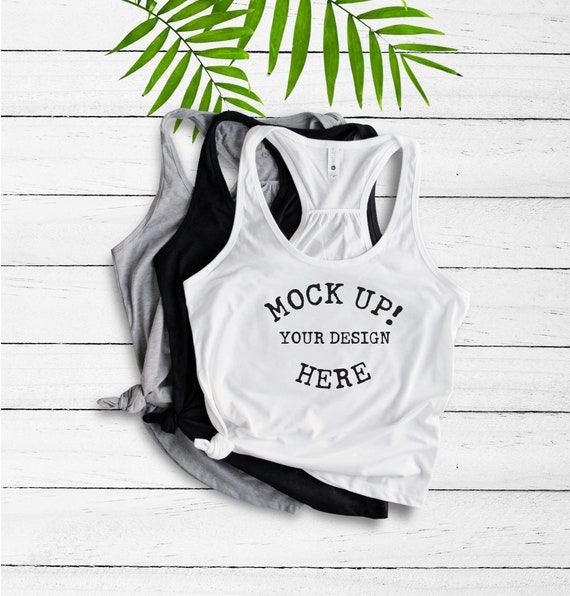 Next Level 6338 Gathered Back Tank Top Mockup White