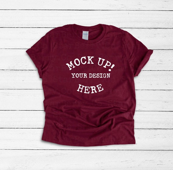 Download Gildan 64000 Unisex Maroon T Shirt Mockup Download Free 325465748 Svg Cut Files