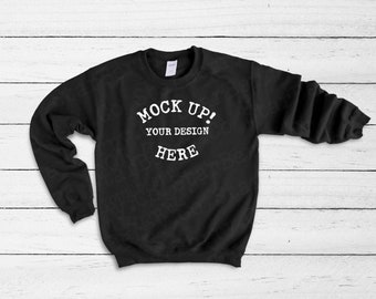 Gildan 18000 Sweatshirt Adult Black Blank Unisex Sweatshirt Mockup Sweater Flat Lay Gildan Sweatshirt Mock Up Black Sweater Mockups 3d Psd Mockups