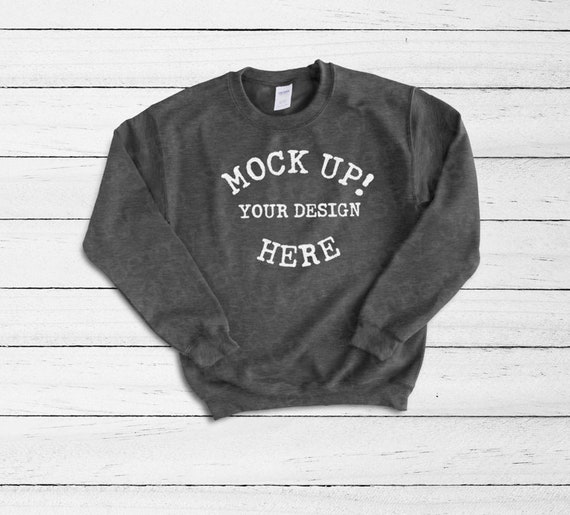 18000 Gildan SweaT-Shirt Blank Mockupdark Heather Unisex SweaT-Shirt Mockup