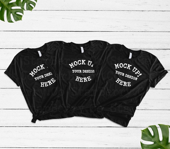 Bella Canvas 3001 Trio Black T-Shirt Mock Up