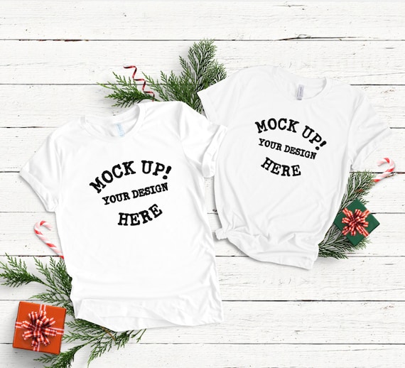 Download 3001 Bella Couples White Christmas T-Shirt Mockup Bella ...