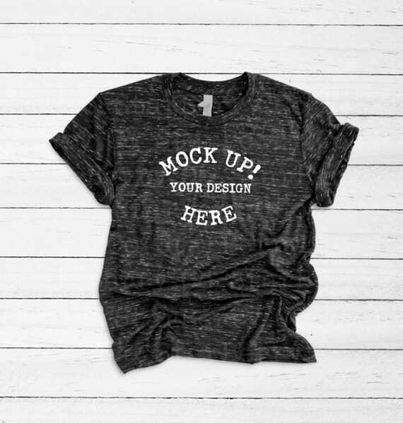 Bella Canvas 3650 Black Marble Blank T-Shirt Mockup Unisex