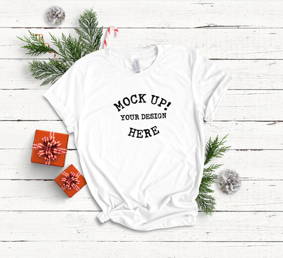 3001 White Christmas Mockups Bella Canvas Knotted Tee Mockup