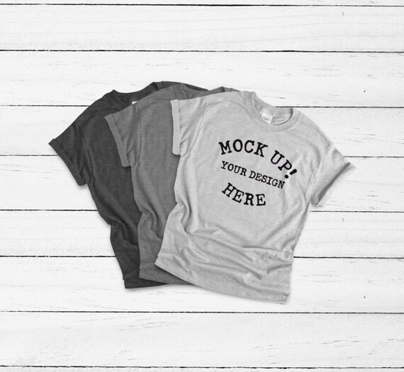 Unisex Tee Shirt Mockup Heatherathletic Deep Heather Dark Grey