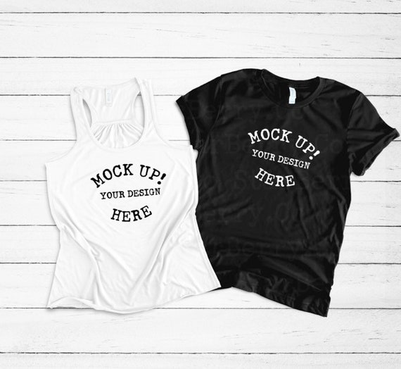 Bella Canvas 8800 3001 Basic Matching Shirts Mockup White