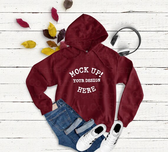 Download Free Gildan 18500 Maroon Hoodie Mock Up Gildan SweaT-Shirt ...