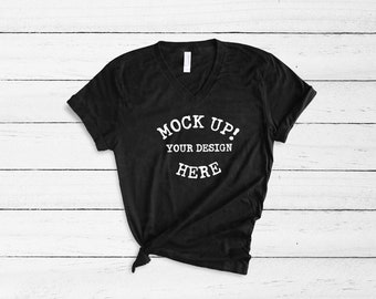 Download 3005 Unisex Black Tee Shirt V Neck Bella Canvas Blank Knotted T Shirt Mockup Flat Lay T Shirt Mockup Mock Up Styled T Shirt Flatlays Best Free Psd Mockups To Download PSD Mockup Templates