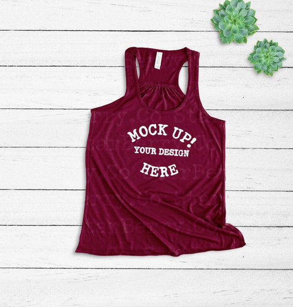 Bella Canvas 8800 Maroon Basic Womens Flowy Tank Styled