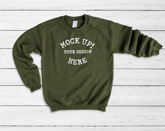 18000 Gilda Military Green Blank Sweatshirt Mock Up Styled Unisex Sweatshirt Mockup Sweater Flatlay Gildan Sweatshirt Mock Up Mockups New Free Psd Mockup