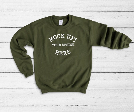 18000 Gilda Military Green Blank SweaT-Shirt Mockup Styled Unisex 18000 Gilda Military Green Blank SweaT-Shirt Mockup Styled Unisex