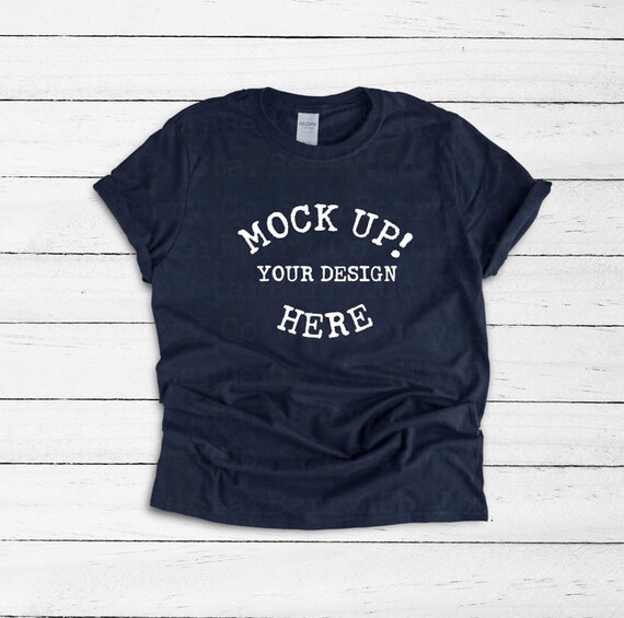 Gildan 64000 Unisex Navy T-Shirt Mockup Basic Flat Gildan 64000 Unisex Navy T-Shirt Mockup Basic Flat