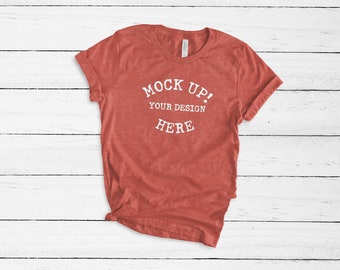 Download Free Bella Canvas 3001 Unisex,Heather Clay Blank flat lay, Knotted tee mockup, mock ups, tee mock-up, Tee Mock Up, tee flat lay, blank apparel PSD Template