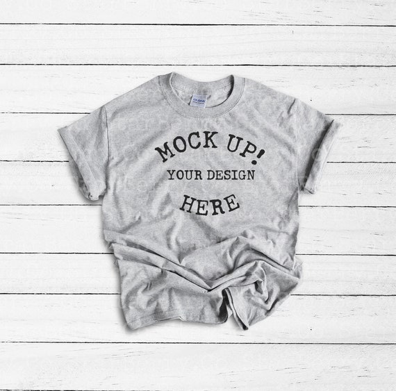 Download Free Gildan 64000 Unisex Sport Grey T-Shirt Mockup Flat ...
