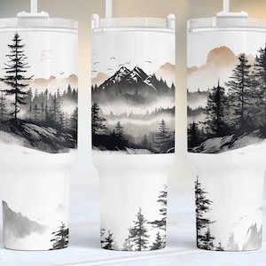 Mountains and lake, 40oz Quencher Tumbler Wrap, outdoor 40oz Sublimation Design, Seamless 40oz Tumbler Wrap, Sublimation Downloads PNG