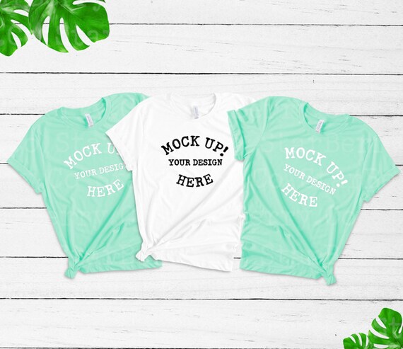 Bella Canvas 3001 White Mint Unisex T Shirt Mockup Three Etsy