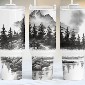 Mountains and lake, 40oz Quencher Tumbler Wrap, outdoor 40oz Sublimation Design, Seamless 40oz Tumbler Wrap, Sublimation Downloads PNG