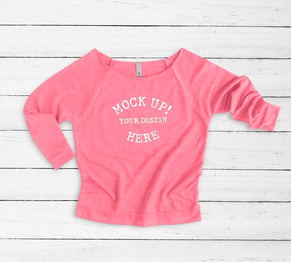 6951 Neon Heather Pink Blank Next Level Raglan Mock Up Next Etsy