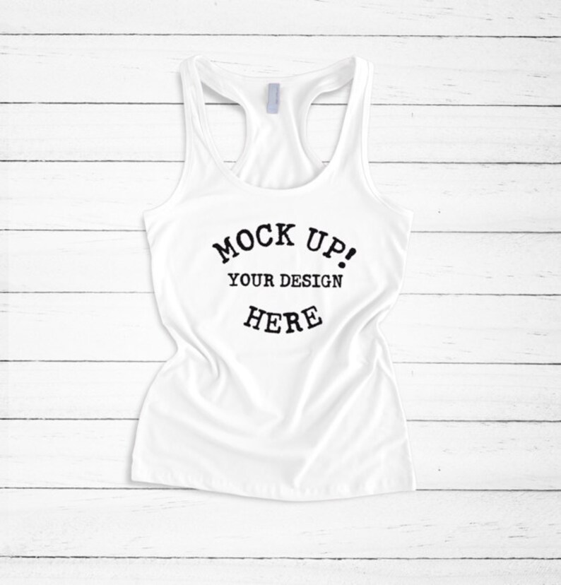 Download Next Level 6633 White Basic tank MockUp Tank top Flat Lay ...