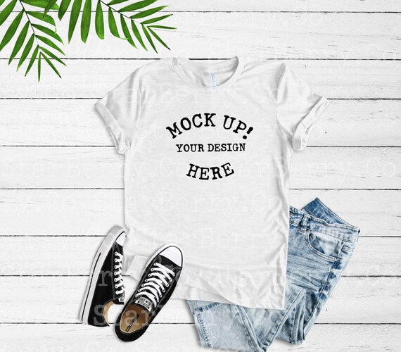 Bella Canvas 3001 T Shirt Mock Up Styled Tee Shits Basic Ash Etsy