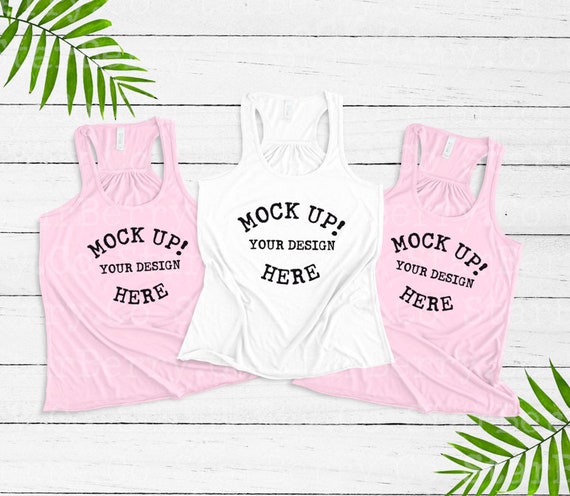 Bella Canvas 8800 Soft Pink And White Tank Top Mock Up Etsy
