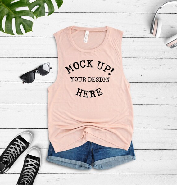 Download Bella Canvas 8803 Peach Bella Canvas Mock Ups Muscle Tank Etsy