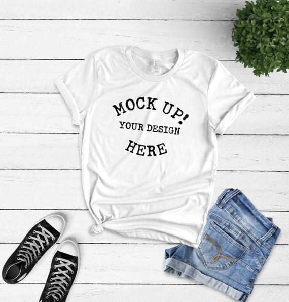 Bella Canvas 3001 White Flat Lay Tee Shirt Mockup Bella Mock Etsy