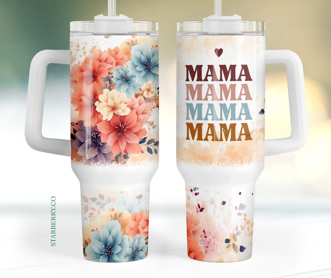 Pastel Floral Mama 40oz Quencher Tumbler Wrap,mothers Boho Floral Pink ...