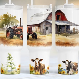 Farm barn tractor 40oz Quencher Tumbler Wrap, cows PNG Tumbler Design, Farmers Sublimation Designs Downloads, farm life 40 oz tumbler