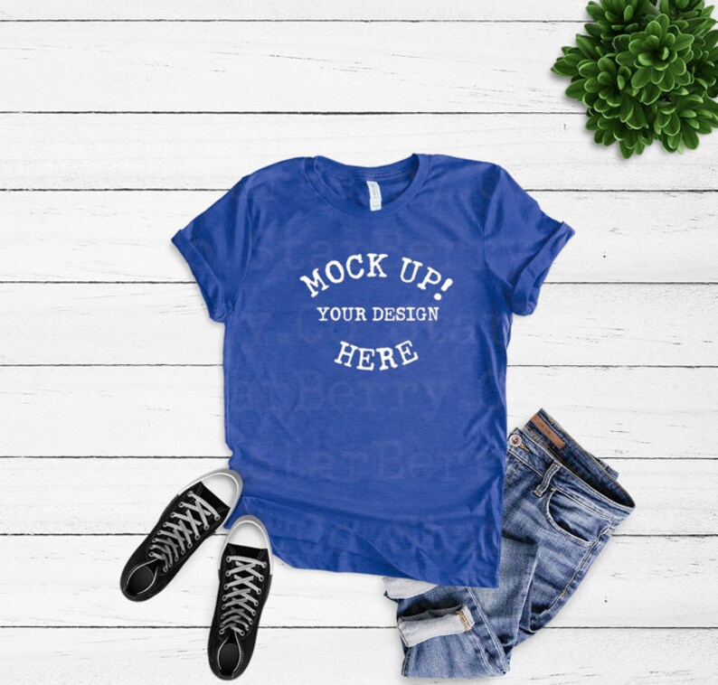 Download Bella Canvas 3001 tee shirt mock up Heather True Royal t ...