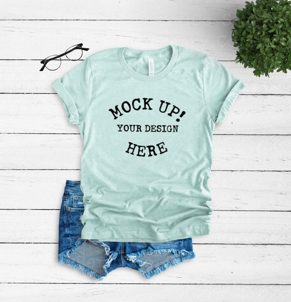 Download Bella Canvas 3001 Heather Prism Dusty Blue T Shirt Mockup Etsy