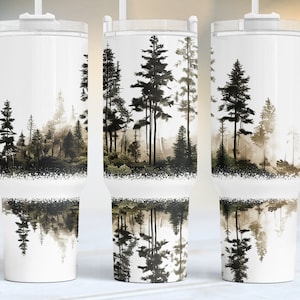 Forest and lake, 40oz Quencher Tumbler Wrap, outdoor 40oz Sublimation Design, Seamless 40oz Tumbler Wrap, Sublimation Downloads PNG