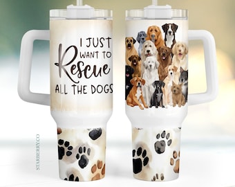 Rescue dog paws 40oz Quencher Tumbler Wrap, adopt don't shop Seamless 40 oz PNG Tumbler Design, dog lover Sublimation Designs Downloads