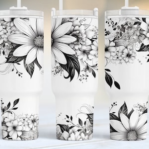 Elegant Floral tumbler wrap, 40oz Quencher Tumbler Wrap, Seamless PNG Tumbler Design Sublimation Designs Downloads, Elegant rose design PNG