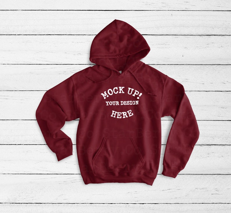 Download Gildan 18500 Blank Maroon Hoodie Mock up Fall sweater Flat ...