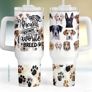 Rescue dogs paws 40oz Quencher Tumbler Wrap, dog paw Seamless 40 oz PNG Tumbler Design, dog lover Sublimation Designs Downloads, dog mom png