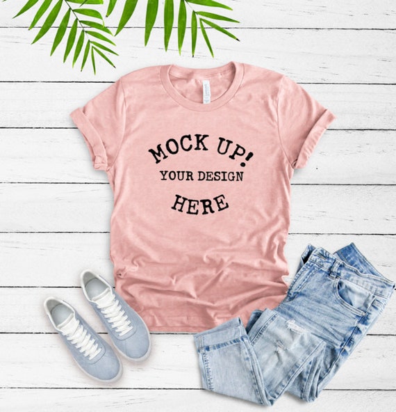 Bella Canvas 3001 Heather Prism Sunset Unisex T Shirt Mockup Etsy