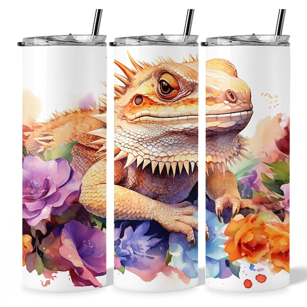 Bearded dragon 20oz, Seamless Tumbler Wrap cute floral Lizard Tumbler Wrap, Straight 20oz Sublimation Designs Downloads,Skinny 20oz Design