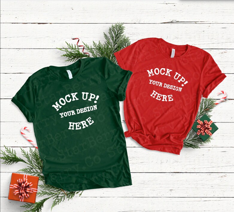 Download Christmas Matching Bella Canvas 3001 T Shirts Mockup Heather Red Heather Grass Green Unisex Women Youth Family Couple Tshirt Mock Up Prints Art Collectibles Keyforrest Lt